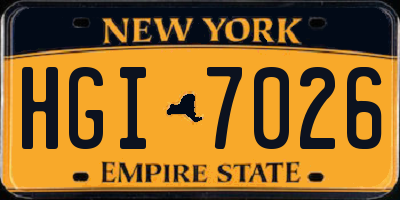 NY license plate HGI7026