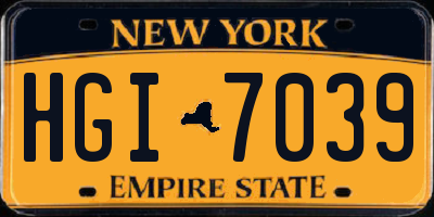 NY license plate HGI7039
