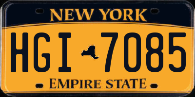 NY license plate HGI7085