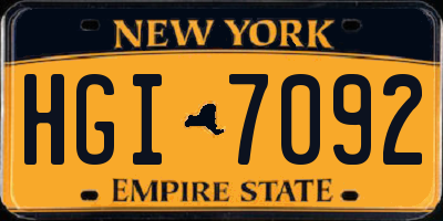 NY license plate HGI7092