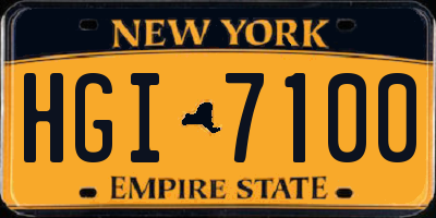 NY license plate HGI7100