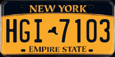 NY license plate HGI7103