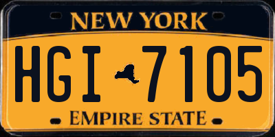 NY license plate HGI7105