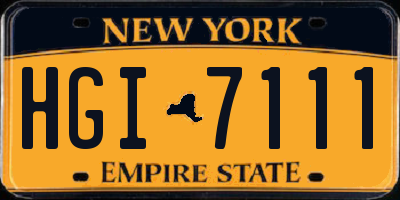 NY license plate HGI7111