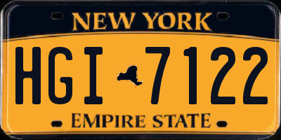 NY license plate HGI7122