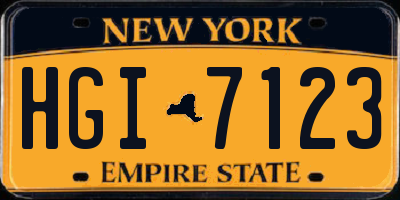 NY license plate HGI7123