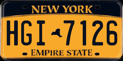 NY license plate HGI7126