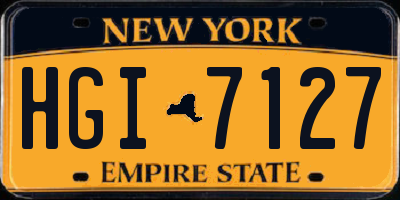 NY license plate HGI7127