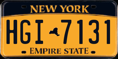 NY license plate HGI7131