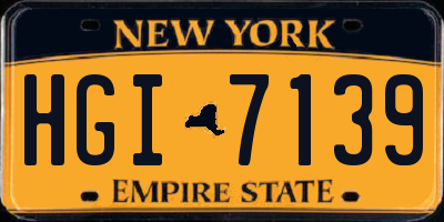 NY license plate HGI7139