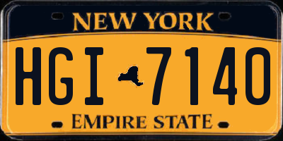 NY license plate HGI7140