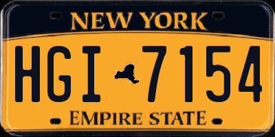 NY license plate HGI7154