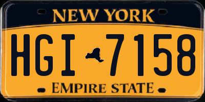 NY license plate HGI7158