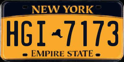 NY license plate HGI7173