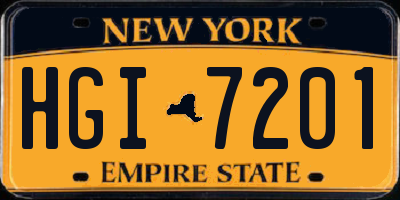 NY license plate HGI7201