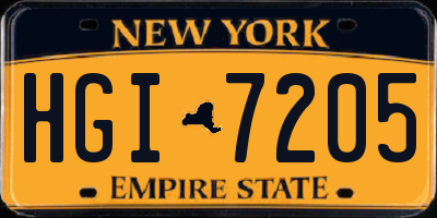NY license plate HGI7205