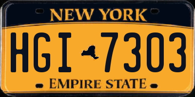 NY license plate HGI7303