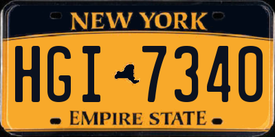 NY license plate HGI7340