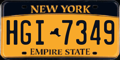 NY license plate HGI7349