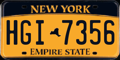 NY license plate HGI7356