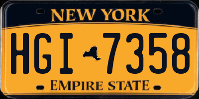 NY license plate HGI7358
