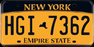 NY license plate HGI7362