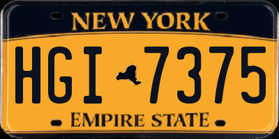 NY license plate HGI7375