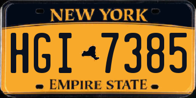 NY license plate HGI7385