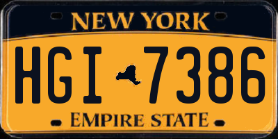NY license plate HGI7386