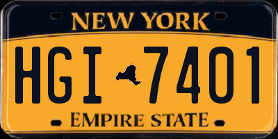 NY license plate HGI7401
