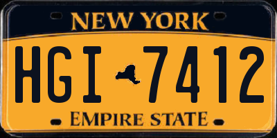 NY license plate HGI7412