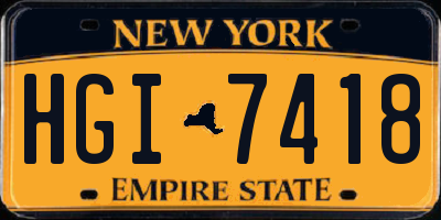NY license plate HGI7418