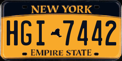 NY license plate HGI7442