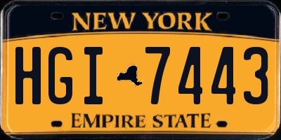 NY license plate HGI7443