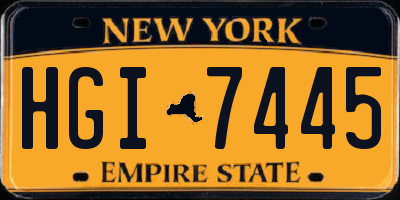 NY license plate HGI7445