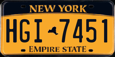 NY license plate HGI7451