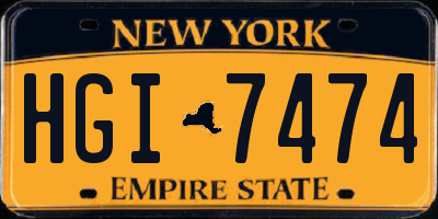 NY license plate HGI7474