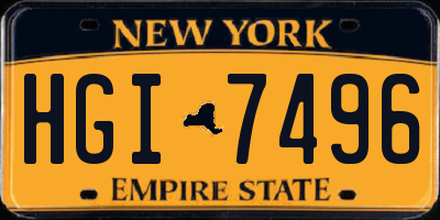 NY license plate HGI7496