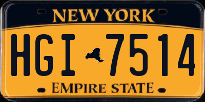 NY license plate HGI7514