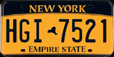 NY license plate HGI7521