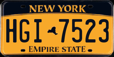NY license plate HGI7523
