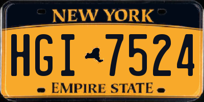 NY license plate HGI7524