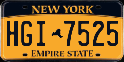 NY license plate HGI7525