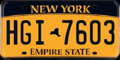 NY license plate HGI7603
