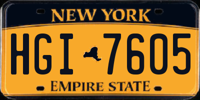 NY license plate HGI7605