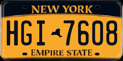 NY license plate HGI7608
