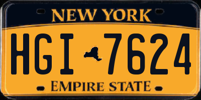 NY license plate HGI7624