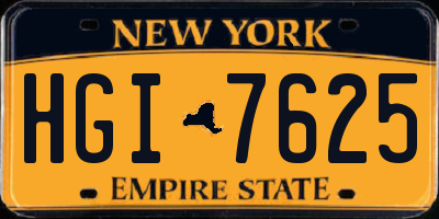 NY license plate HGI7625