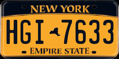 NY license plate HGI7633
