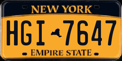 NY license plate HGI7647